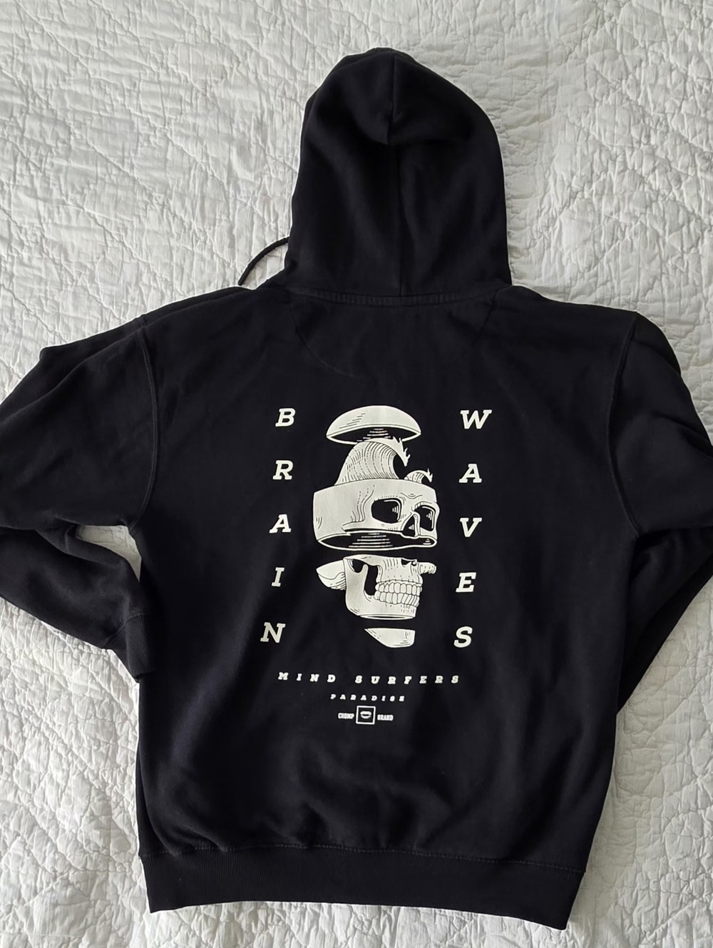 Men's Black Crewneck Hoodie with Chest Emblem